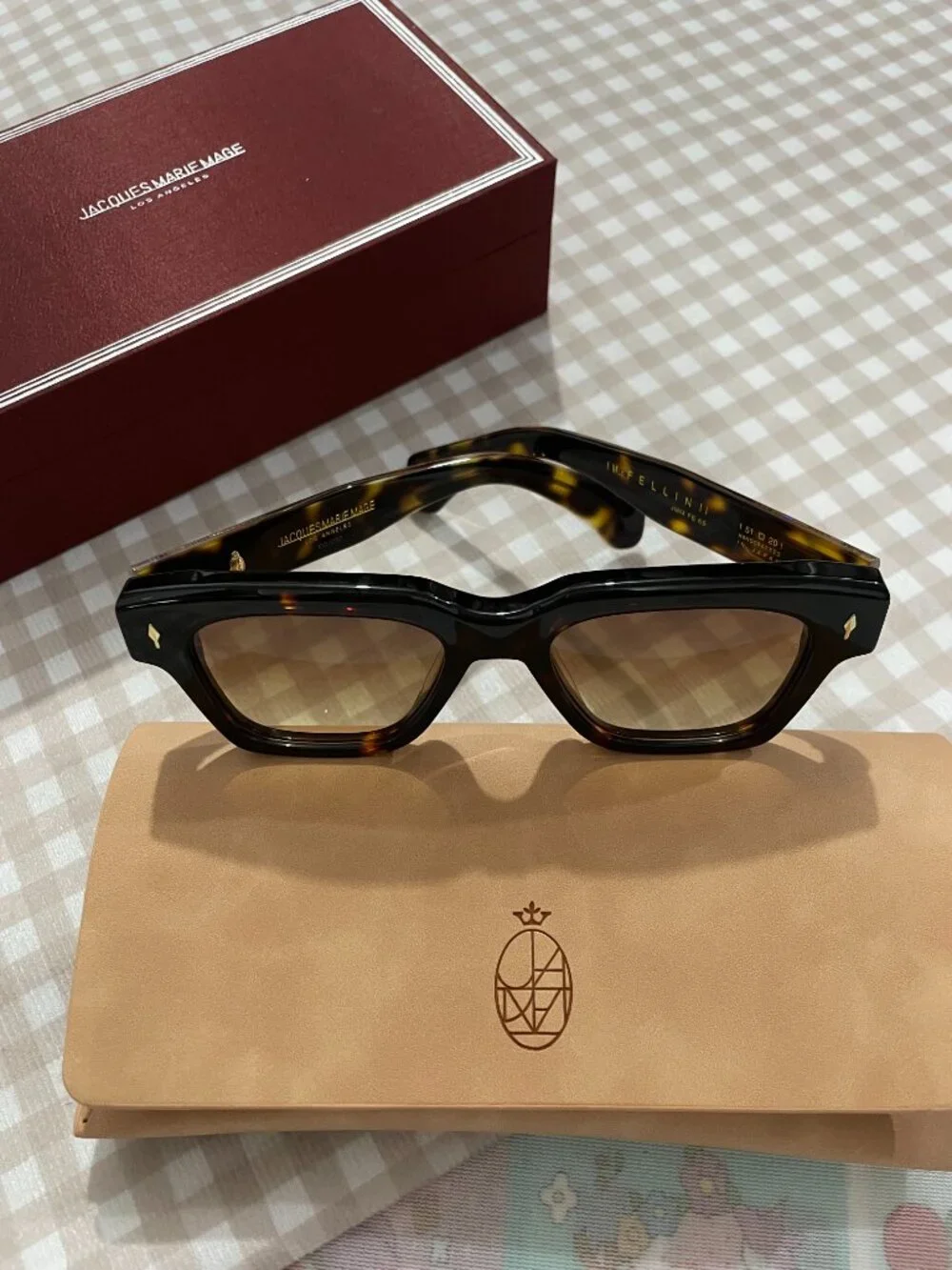 Jacques Marie Mage Tortoiseshell Square-Frame Sunglasses